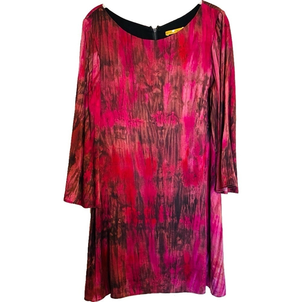 alice & olivia Silk Cocktail Party Red Dress Red Bell Sleeves Sz Small Casual
